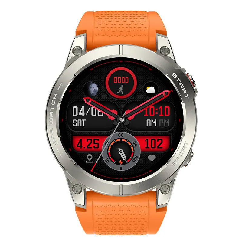 S53 Outdoor GPS Sports Smart Watch in Black or Orange with silicone wristband and 1.43 inch screen