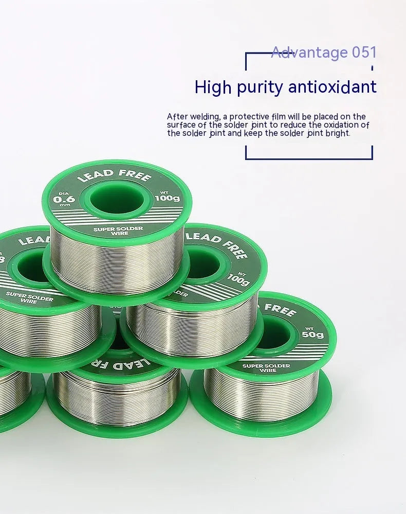 Flux cored tin lead solder wire roll for metal repair, 0.8-1.0mm diameter, 50g-100g