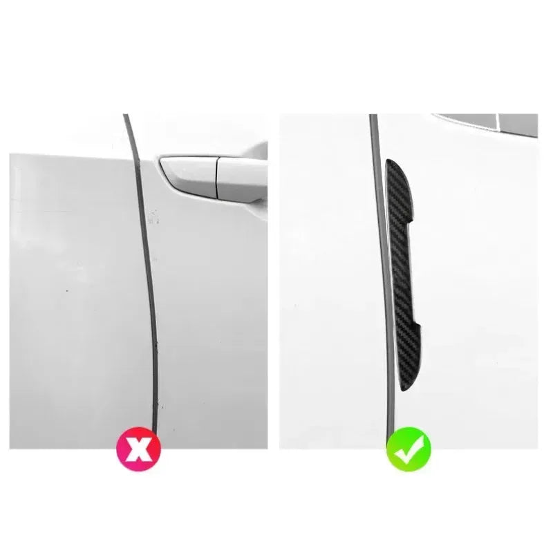 Black carbon fibre texture car door collision strips for universal vehicle protection