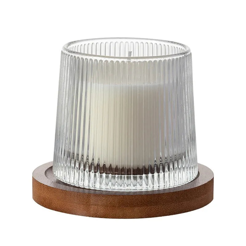 Soy wax aromatherapy candle in rotating cup shape with six scent options