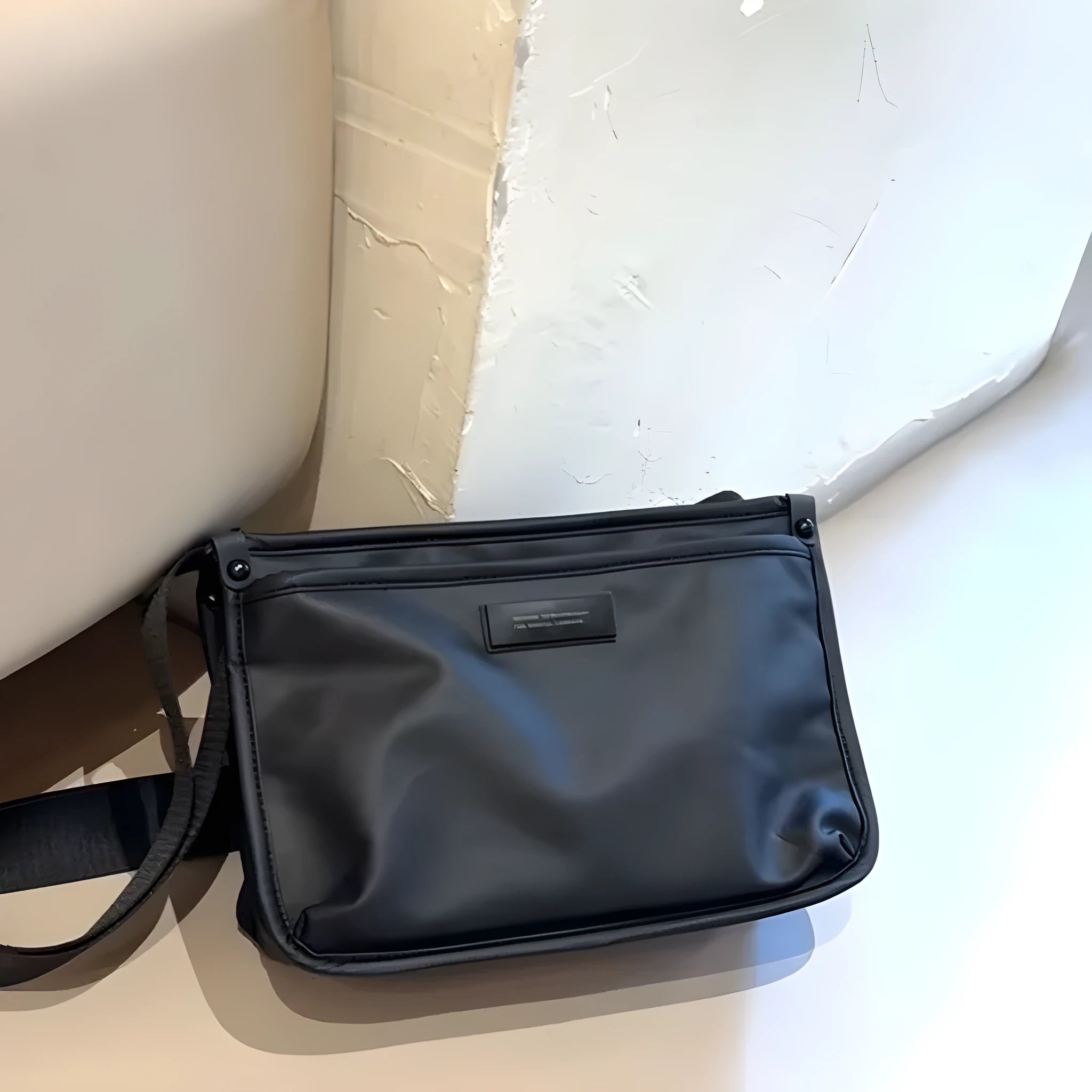 Retro-style small square crossbody bag in Oxford cloth for unisex casual and travel use