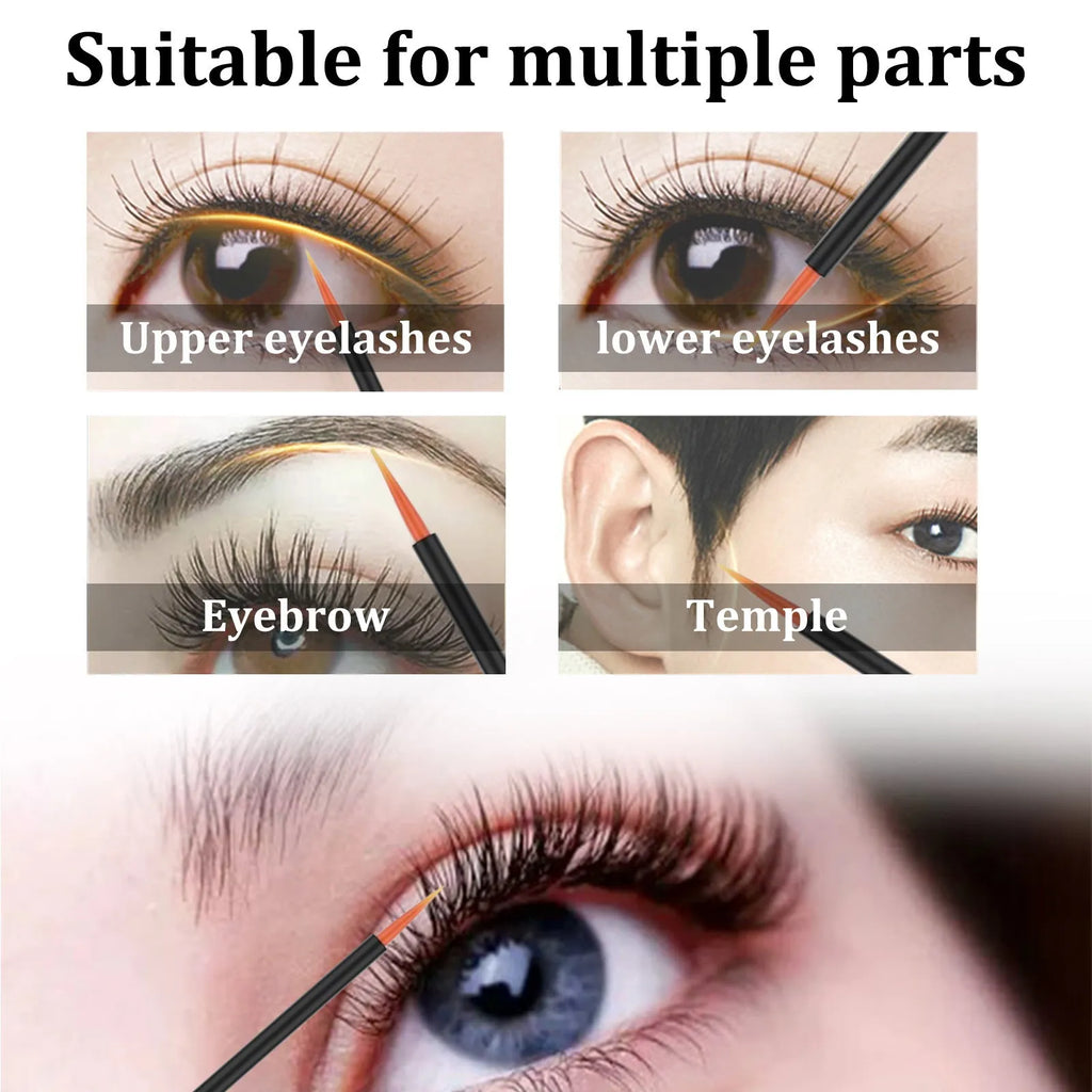 3ml bottle of black eyelash growth serum with applicator brush for natural curly lashes