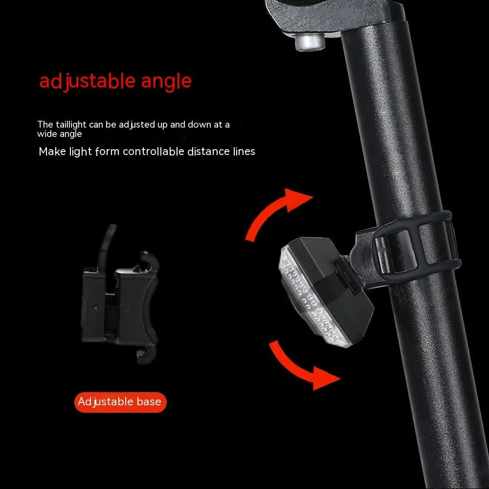 Black wireless remote control LED bicycle taillight with USB charging port