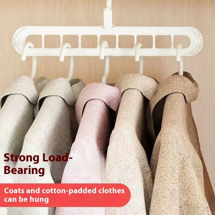 Green plastic multifunctional hanger with nine holes for folded trousers storage