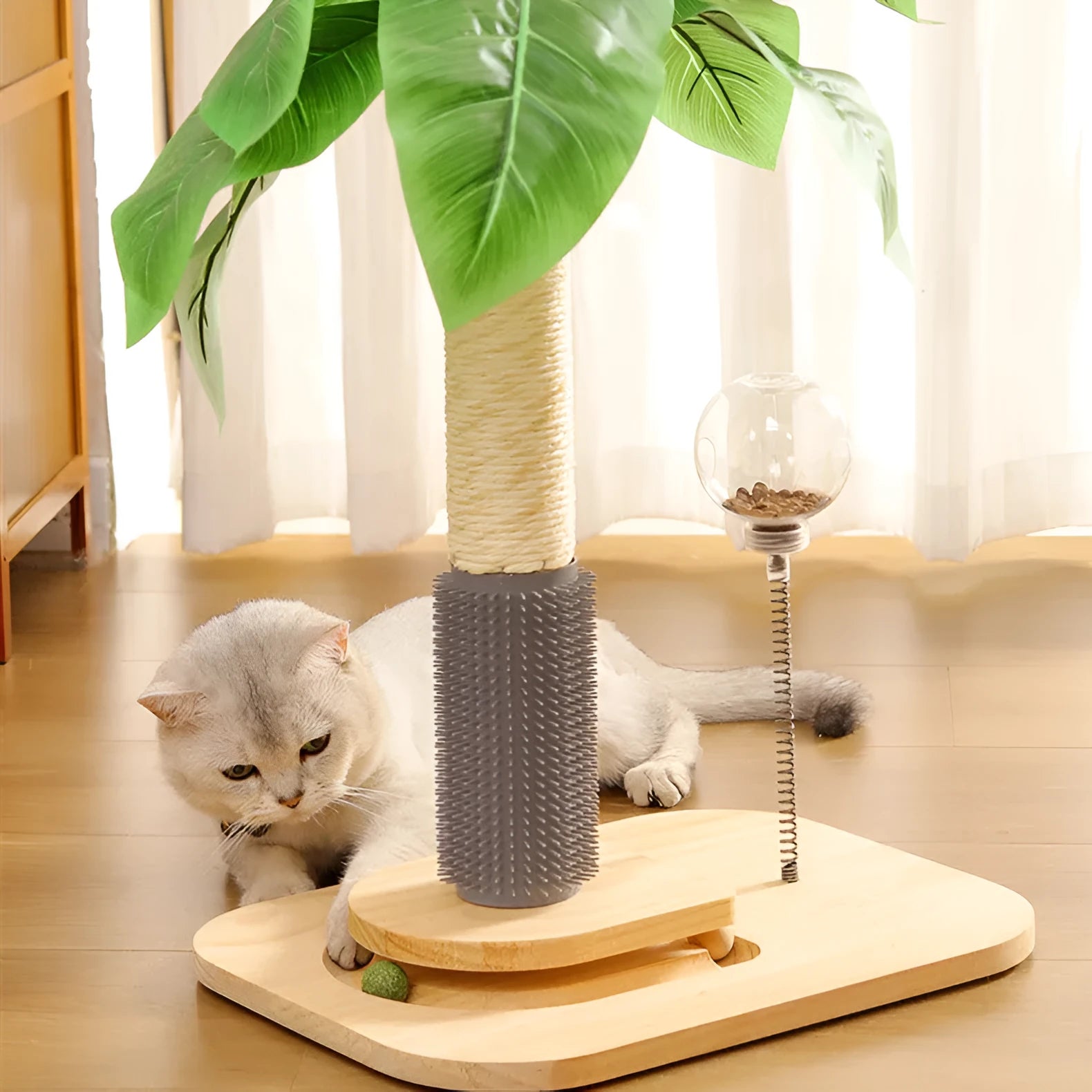 Wooden vertical cat scratching post in canna colour, one-item independent packaging