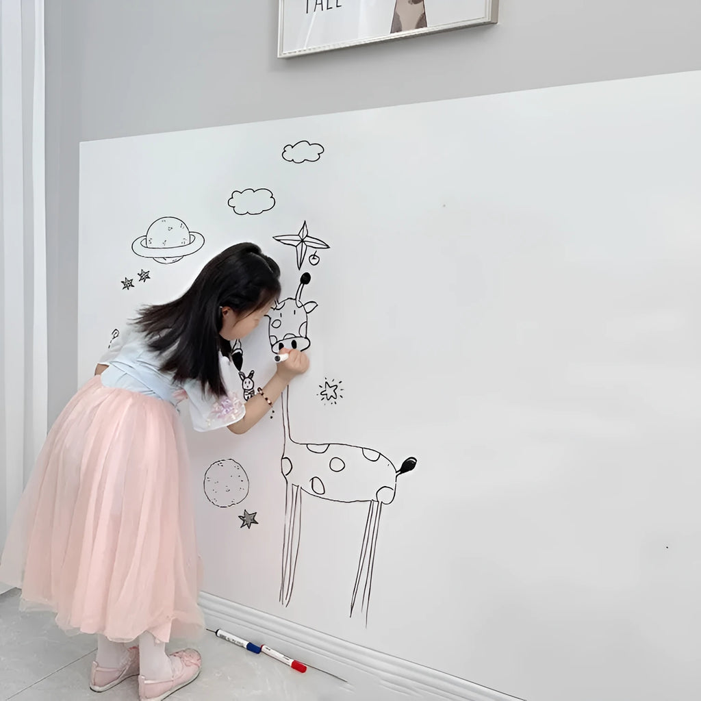 White electrostatic whiteboard sticker for children's room, PP removable flat wall writing board