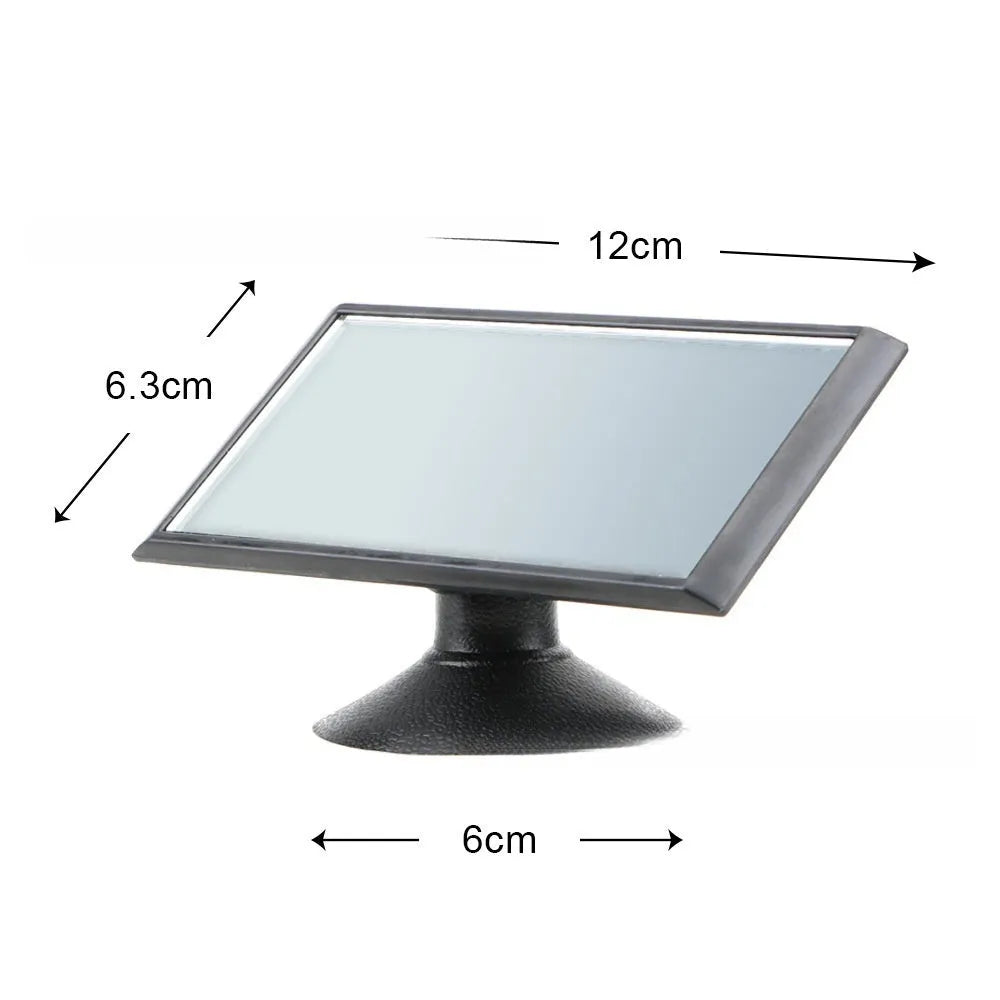 Black 360-degree rotation rearview mirror for cars with ABS glass construction and sucker mounting