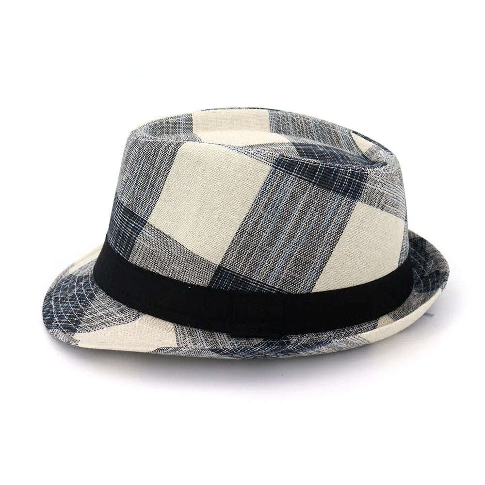 Blue casual polyester sun hat with a bell crown and a 4.5cm brim, shown from the side.