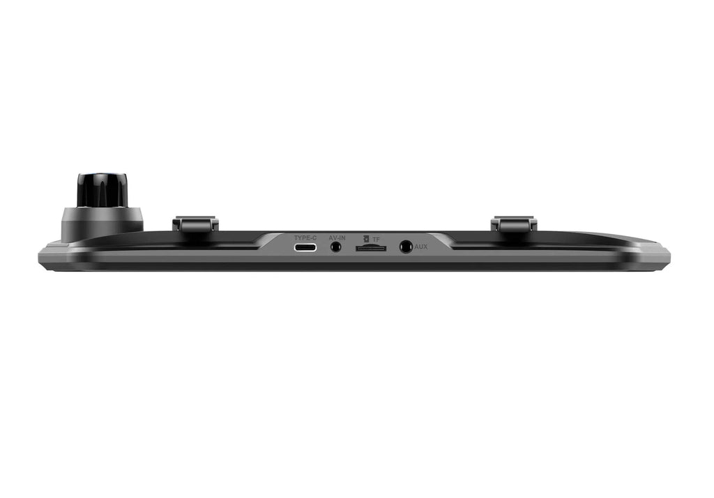 Black dual-lens dashboard camera with 9.66-inch screen mounted on car windshield.
