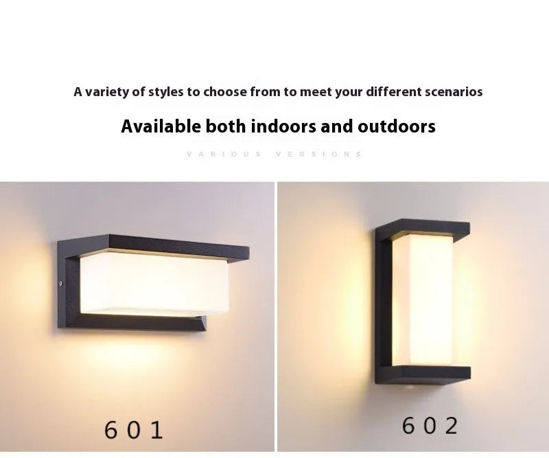 Retro outdoor waterproof square aluminium LED wall light in European style mounted on a wall