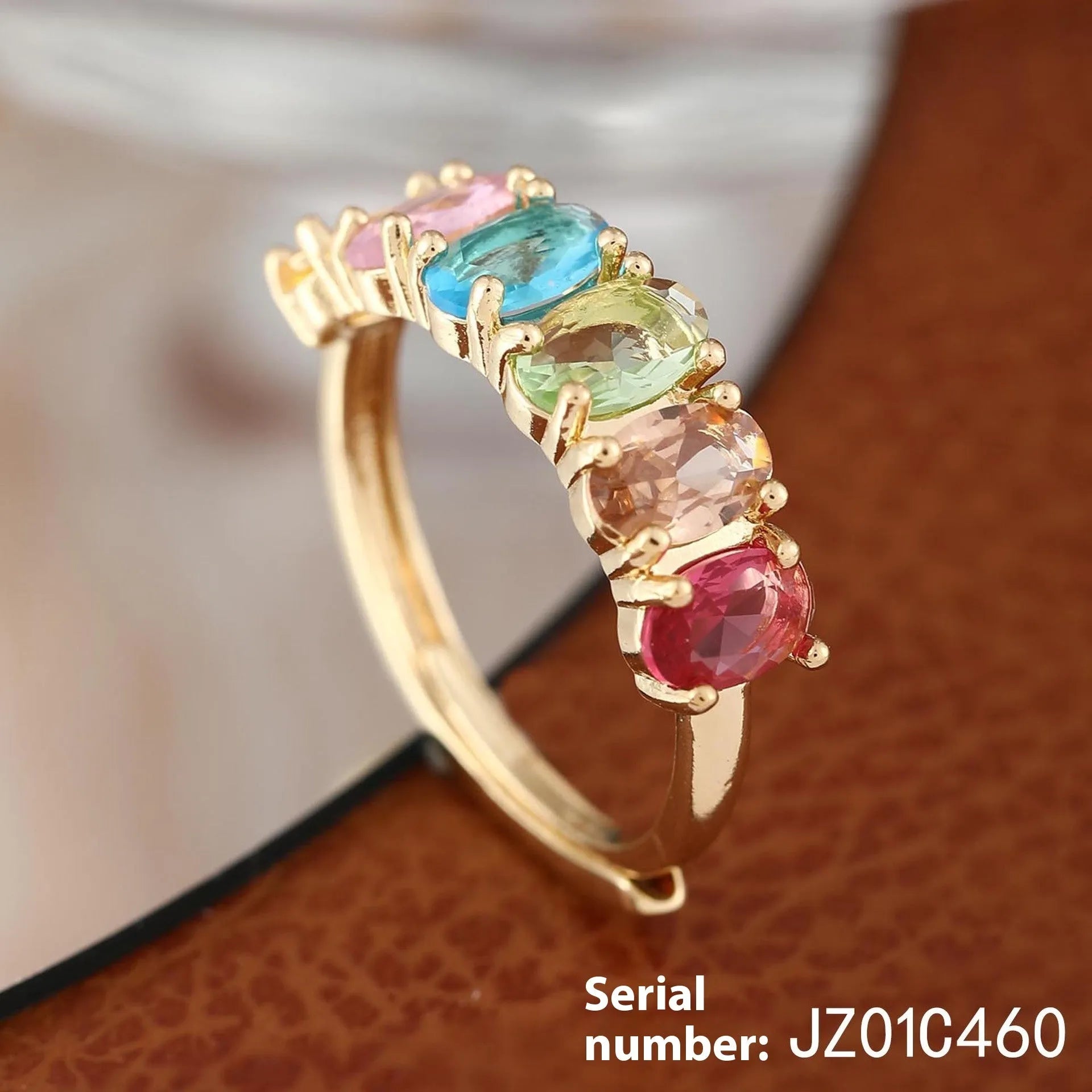 Gold adjustable zircon ring for women with electroplated finish and European retro styling