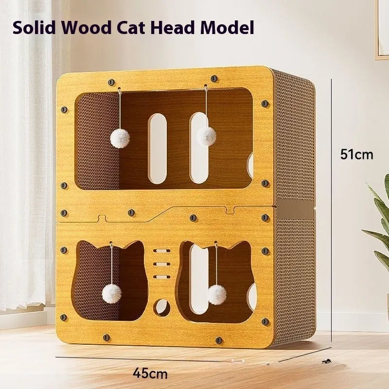 Double-layer cat nest with integrated scratching surface in one of six style options