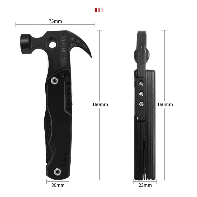 Multifunctional nail hammer MS017 with claw head, 160 x 75 x 23mm, storage bag and manual for home and camping use