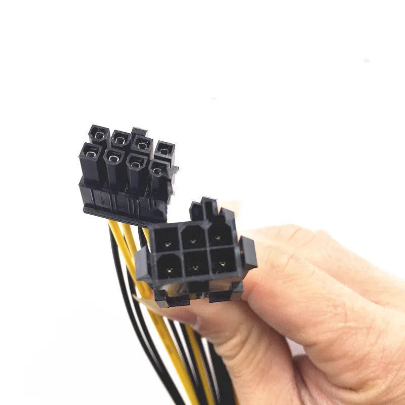 20cm long black 6-pin to 8-pin graphics card power extension cable