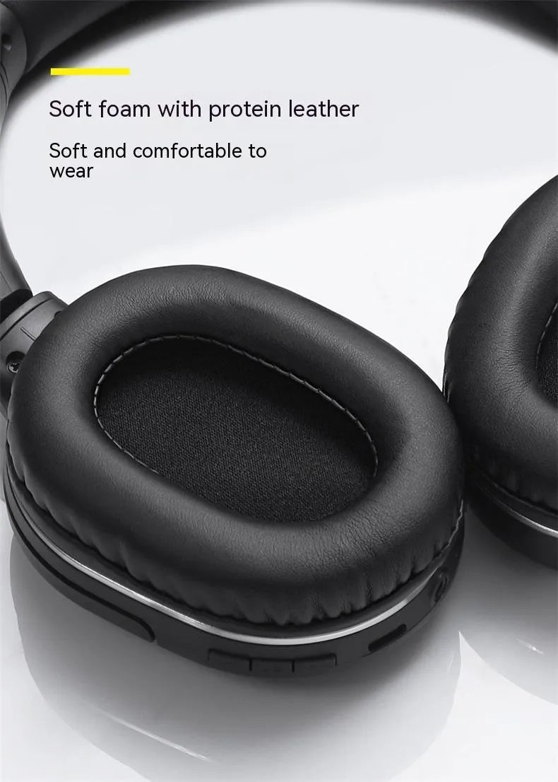 Black wireless Bluetooth sports headset showing head-mounted design with over-ear configuration