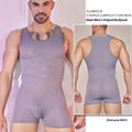 Men's black and white striped nylon jumpsuit with free size fit for summer casual wear
