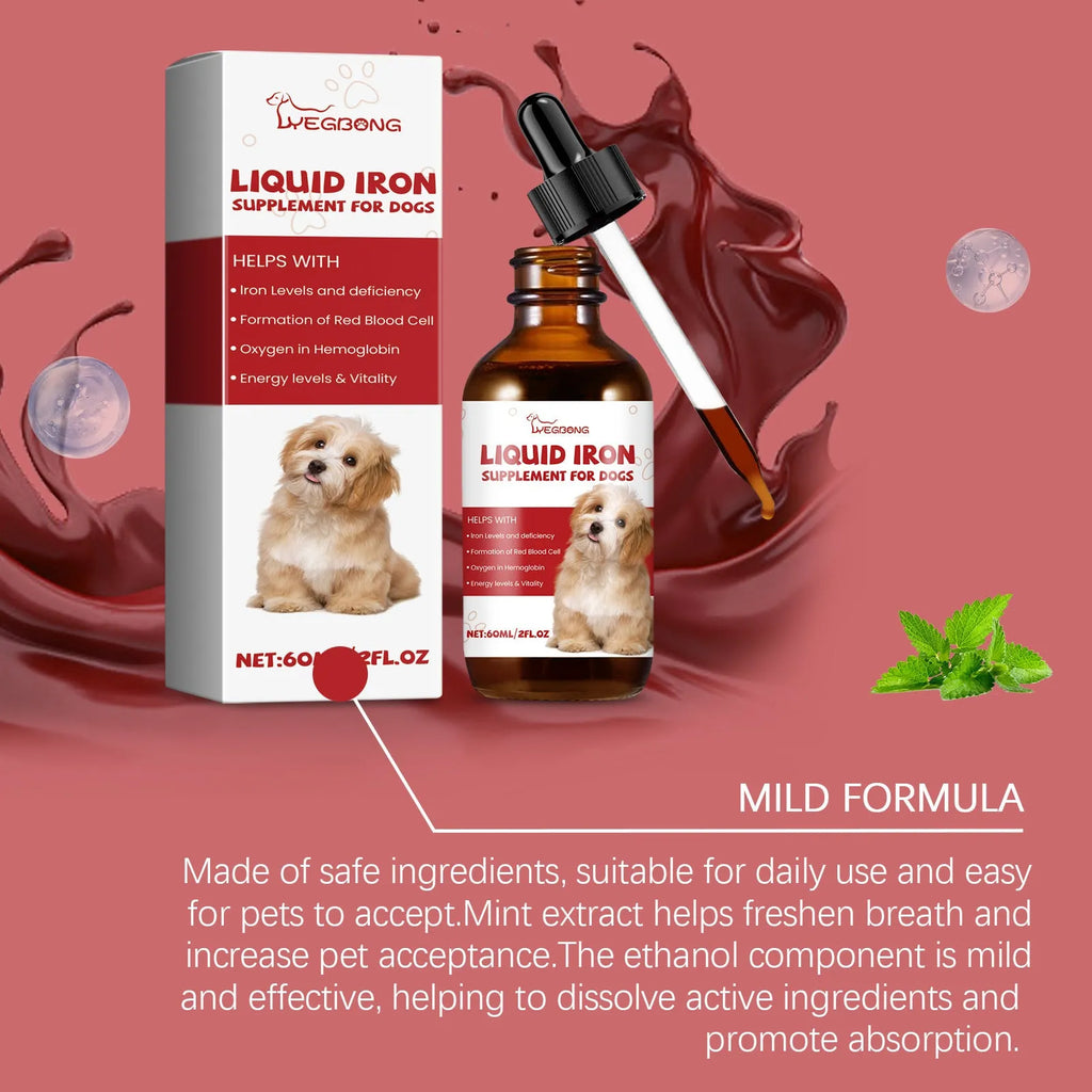 60ml bottle of pet dog syrup with mint extract for oral care and fresh breath