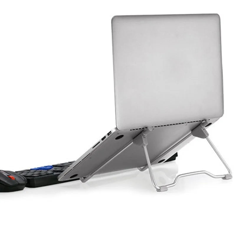 Grey adjustable mobile phone and laptop stand made from aluminium alloy and plastic