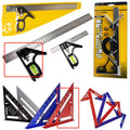 Thin red 7 inch metal combination angle ruler with dual measurement scales for civil surveying