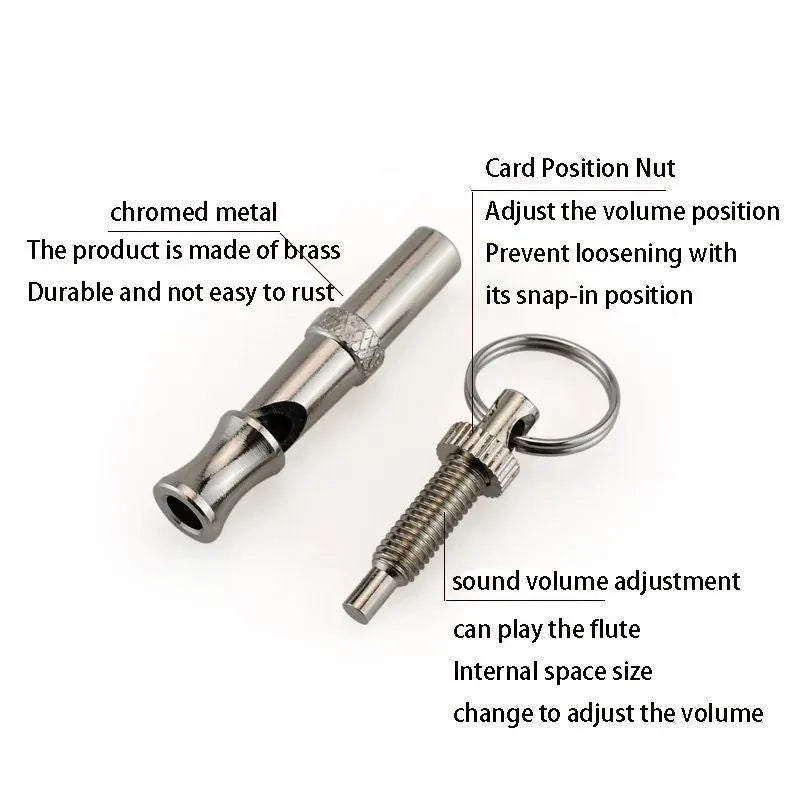 Metallic ultrasonic adjustable dog whistle for training and barking control
