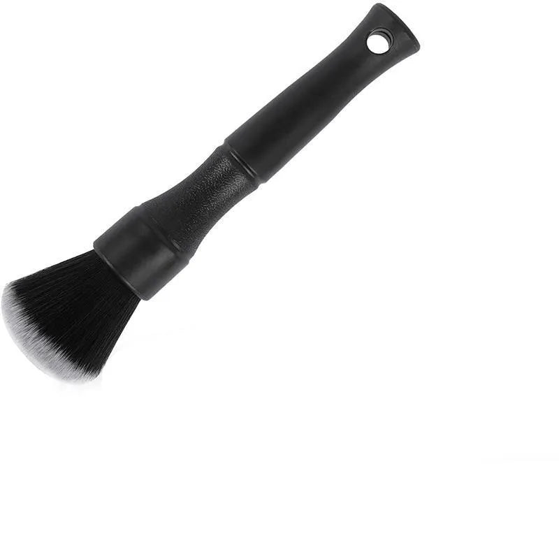 Black car detailing brush with pig hair bristles for interior cleaning