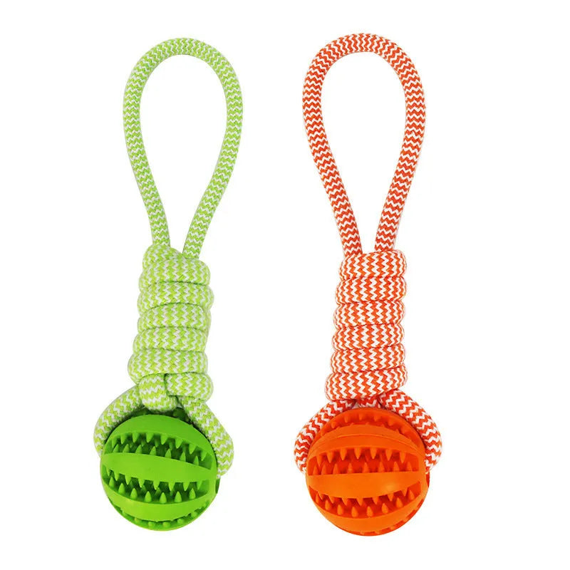 Blue interactive TPR and cotton rope dog toy for small dogs, 36x6x6 cm