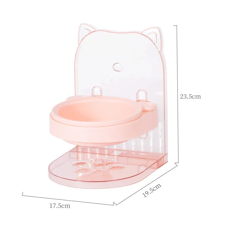 Grey cat bowl with anti-spill neck protection and adjustable height mechanism