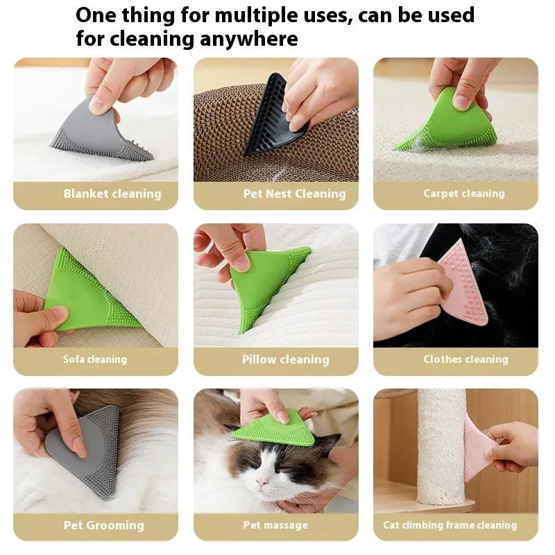 PTE plastic pet hair scraper comb in one of four colours for grooming cats and de-linting clothes.