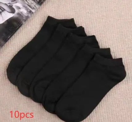 Degner unisex cotton polyester boat socks and tube socks in black white grey – 5 pairs pack