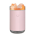 Desktop crystal salt stone ultrasonic essential oil diffuser with colour LED lamp, USB cable, and blue, pink, white options