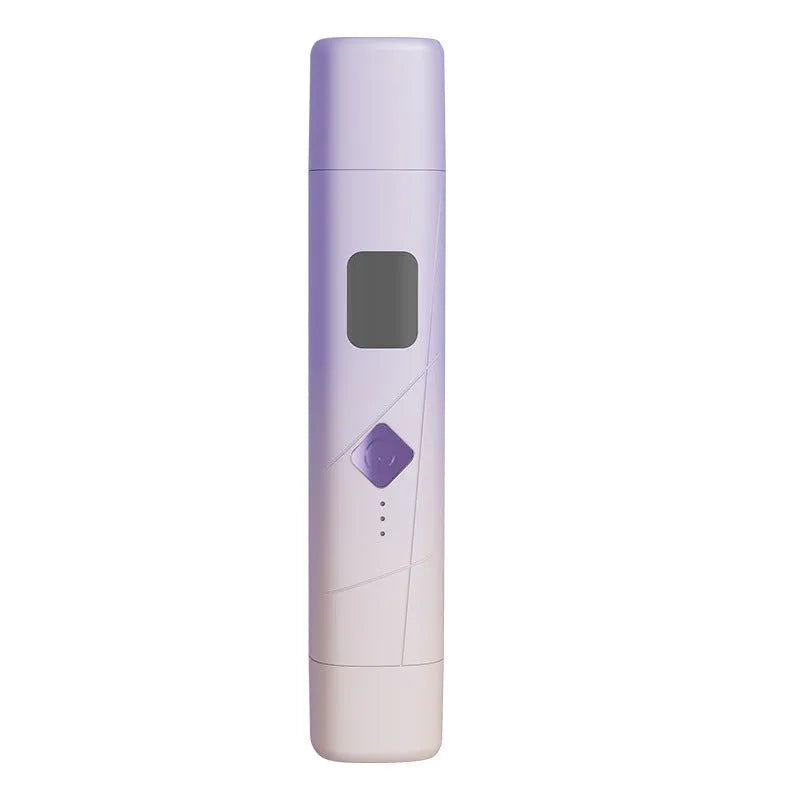 Digital display women's hair removal shaver in gradient purple colour with USB charging port