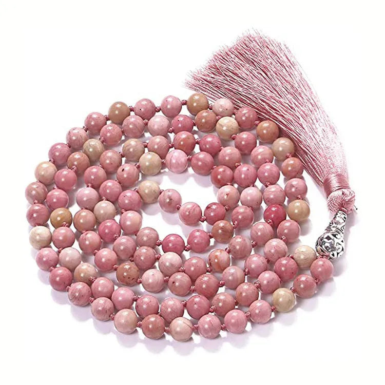 108-bead natural agate bracelet with round stones in ten colour options