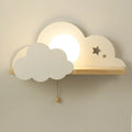 Cloud-shaped decorative glass wall lamp mounted on a wall, showing its silhouette and dimensions.