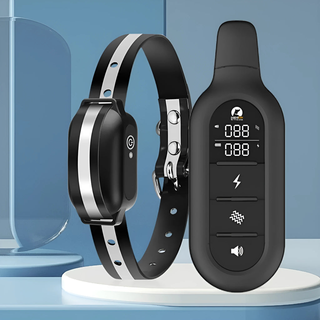 Black waterproof remote control dog training collar with ABS receiver and nylon or TPU strap