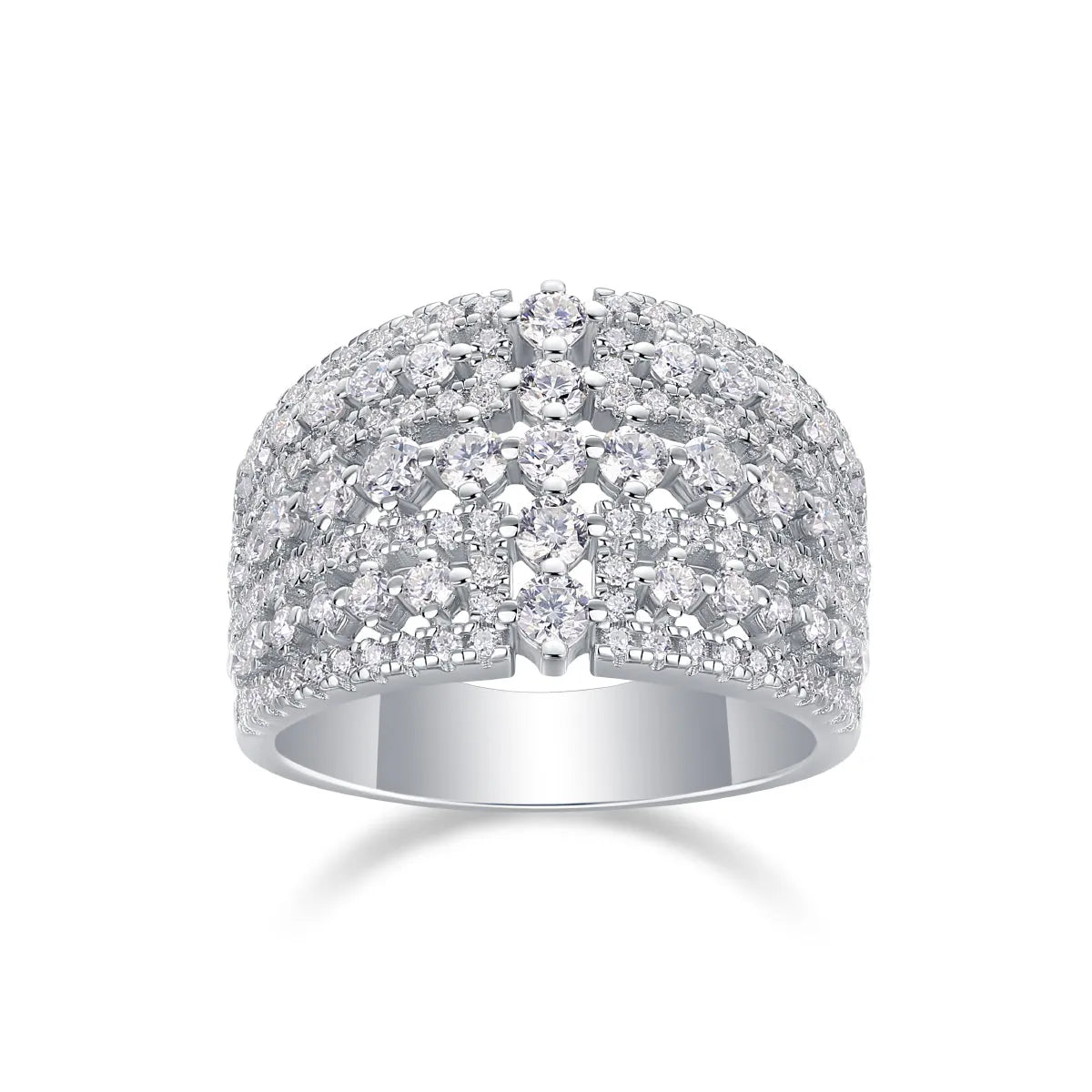 Ballet Of Time moissanite wedding ring set in platinum-plated S925 silver with gold colour option and gift box