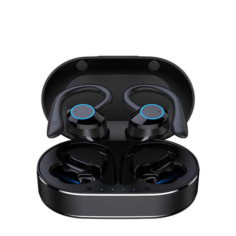 True wireless in-ear sports gaming headset with hanging ear design in Angel's Eye colour, black finish