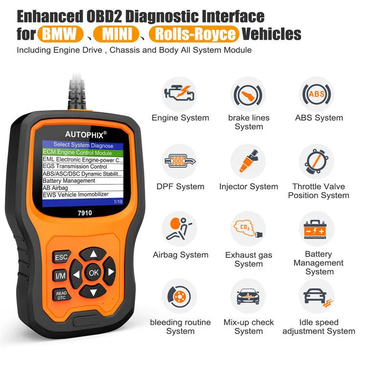 Autophix 7910 handheld BMW and universal OBD2 car diagnostic scanner tool