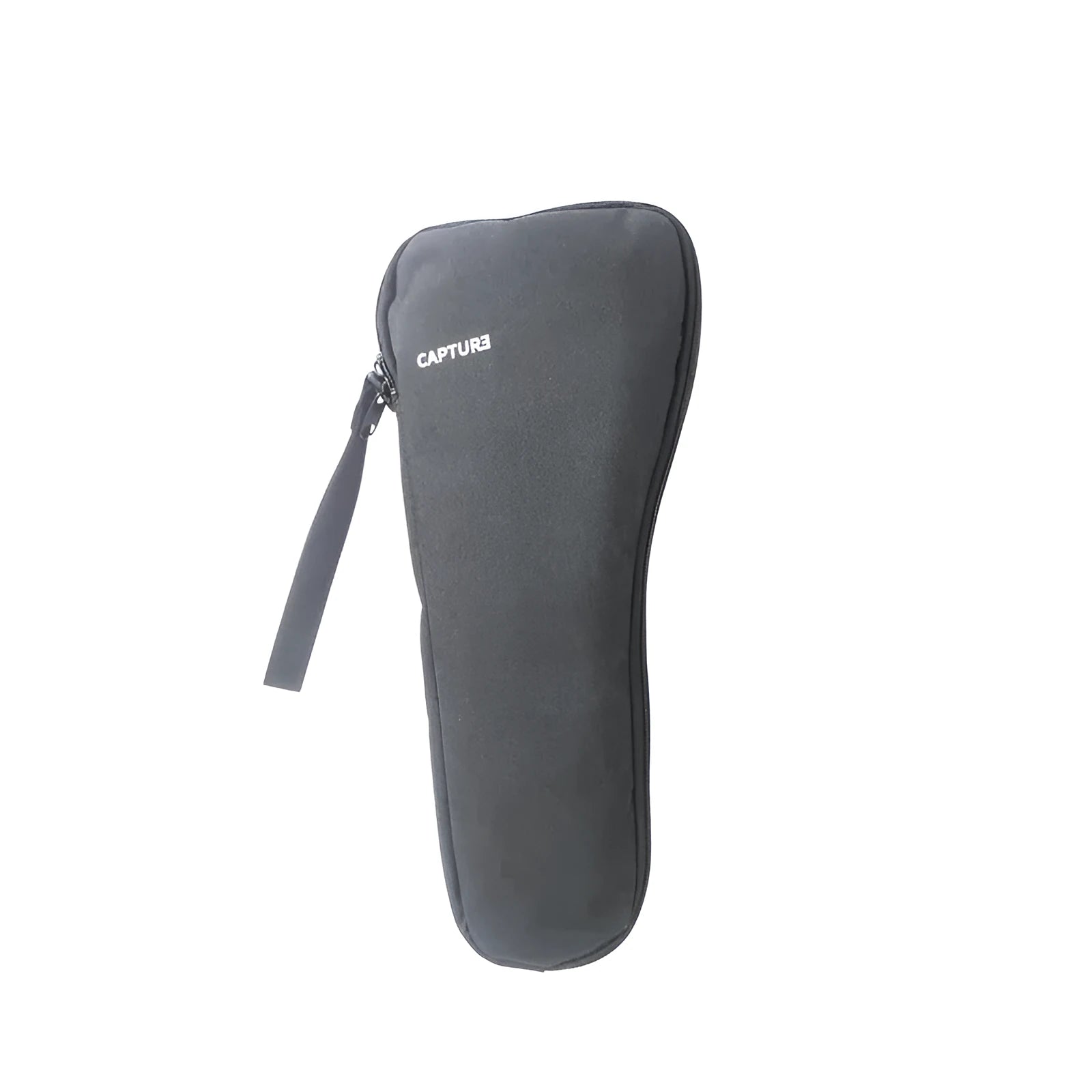 Black cloth zippered storage pouch for a mobile phone gimbal and its accessories on a table