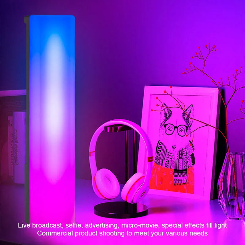 3D RGB music-activated ambiance lamp in white or black shell for table top gaming and home decor