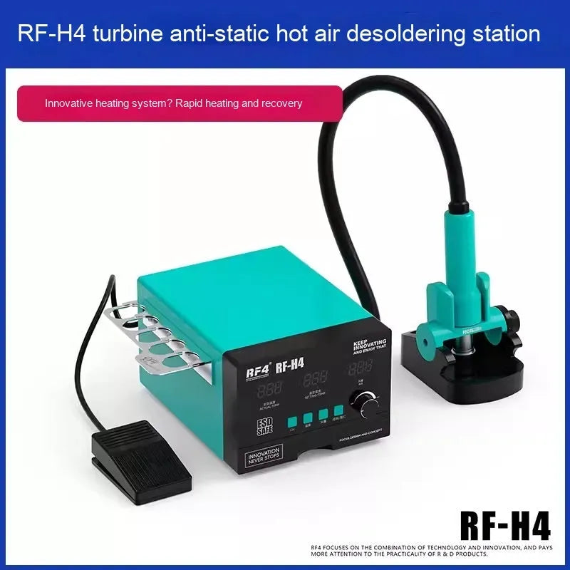 RF4H2 digital display heat gun with three nozzles for electronics repair work