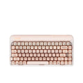 Liquid foundation colour wireless mechanical keyboard, mouse, pick-up lamp, and Bluetooth calculator set on a desk.
