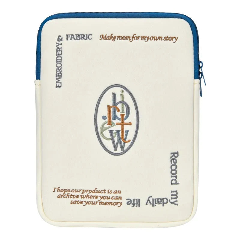 Cartoon velvet tablet storage bag with all-inclusive anti-drop cover for 9.7-11 inch tablets, letter inner liner.