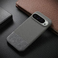 Lambskin leather phone case with anti-fall stitching and plaid pattern for Google Pixel