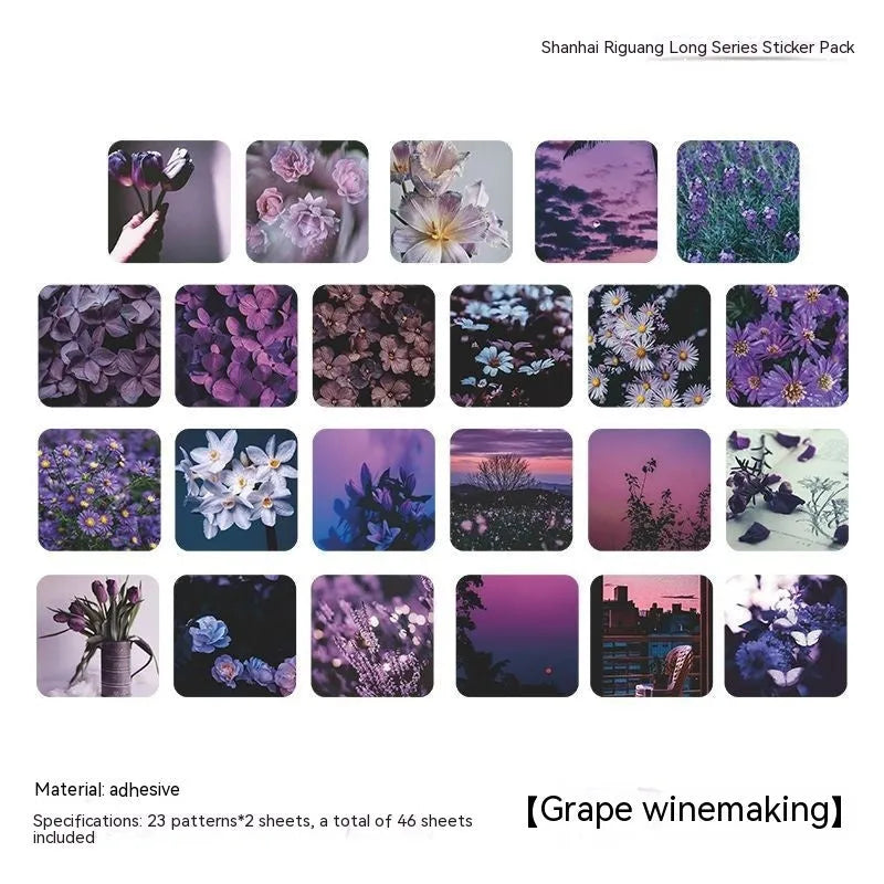 Box of six Nordic-themed decorative sticker sheets showing patterns like roses, flowers, and abstract designs.