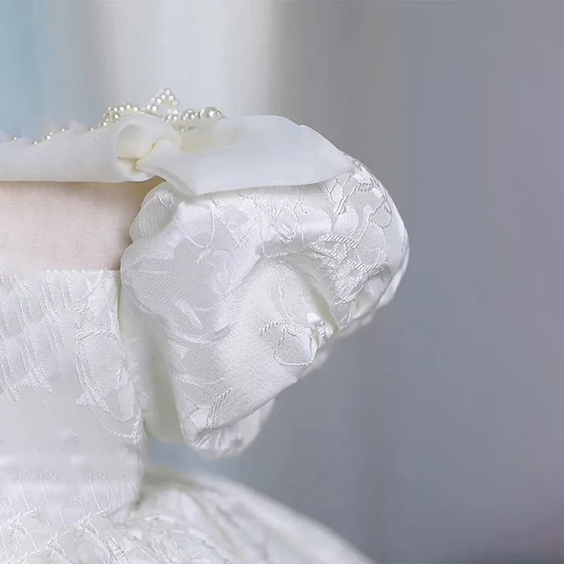 White polyester princess pettiskirt performance dress for girls height 80cm to 160cm