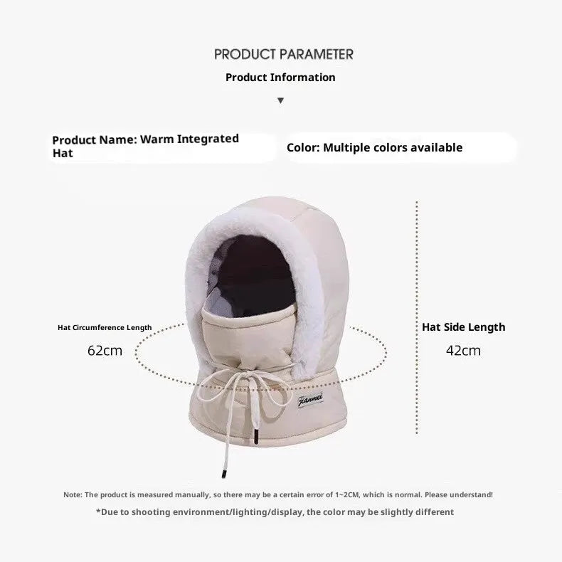 Cold-proof ushanka cap with integrated mask in black artificial leather, dome crown style for winter wind protection