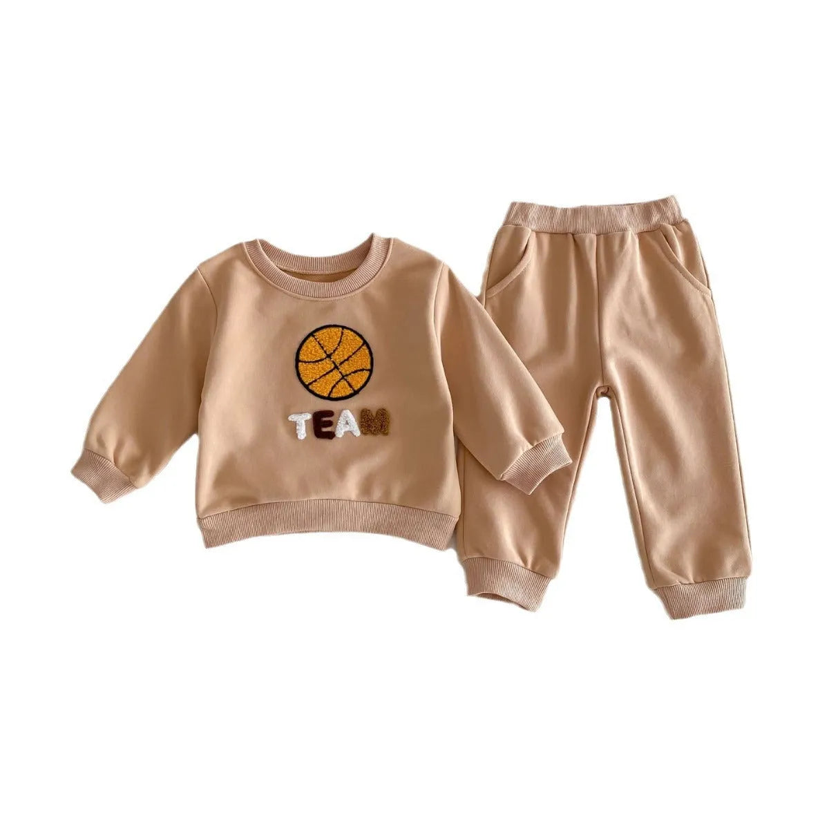 Ins Korean style baby suit two-piece set blouse and pants cotton pullover basketball design