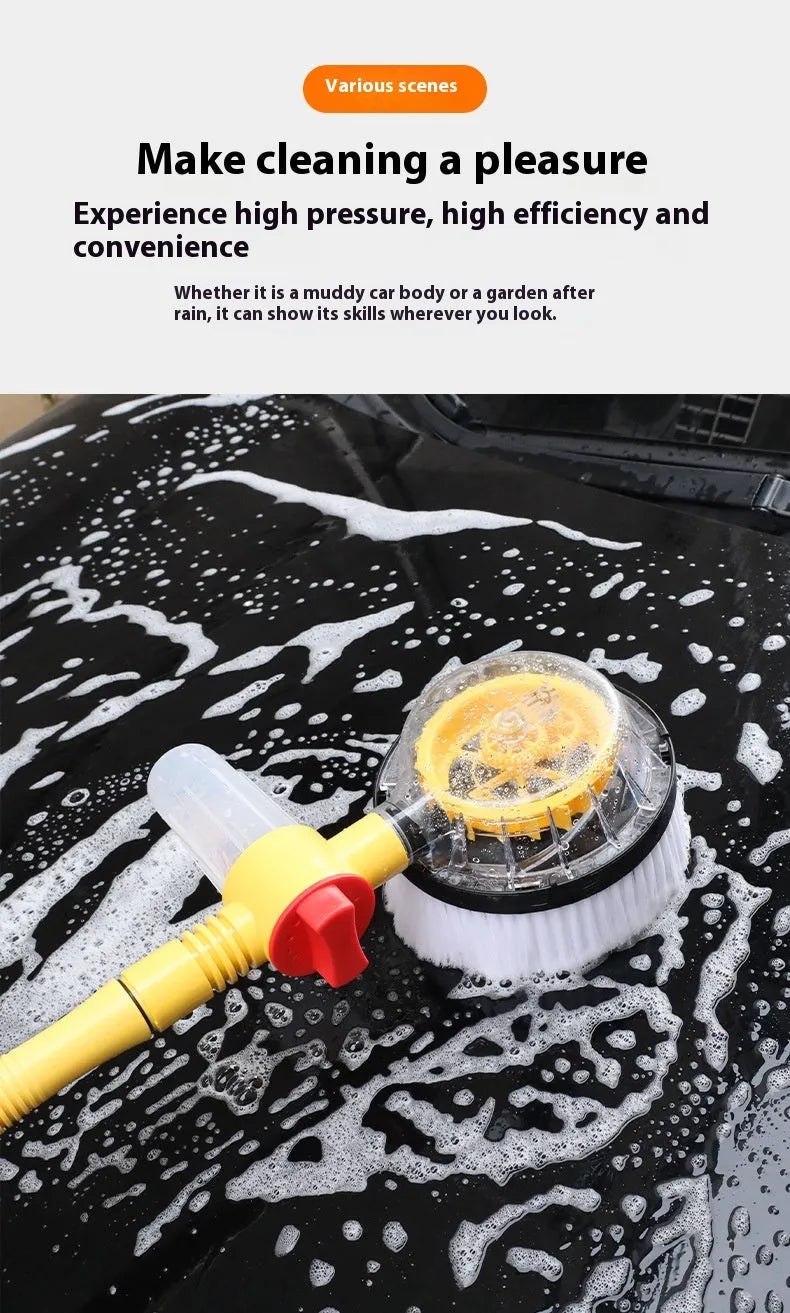 Yellow car wash mop with three-speed hydraulic gear and chenille brush material for vehicle cleaning