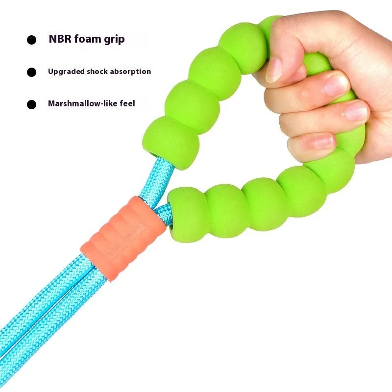 Non-slip hand holding rope pet lead in nylon, colour cherry red, with secure grip handle