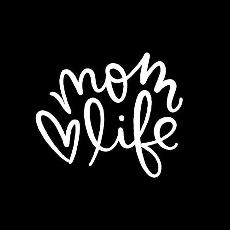 Mom Life hollow carved PVC car decal 17cm side, white sticker on car window